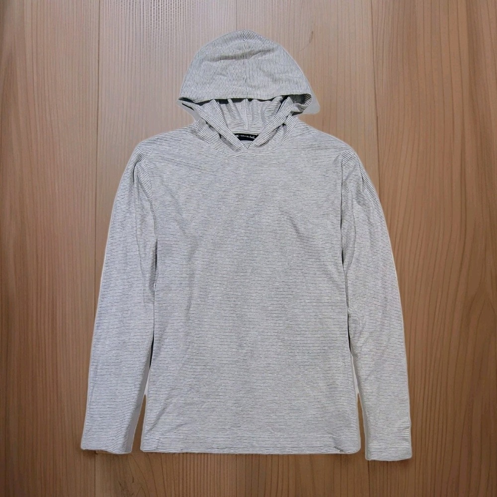 Travis Mathew Hoodie Mens Large Striped Gray Long Sleeve Golf Cotton L Casual